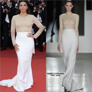 *SEEN AT CANNES FILM FESTIVAL RED CARPET* Pamella Roland Beaded Bridal Gown